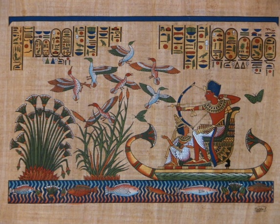 Древнеегипетская фреска с изображением веерной и финиковой пальмы